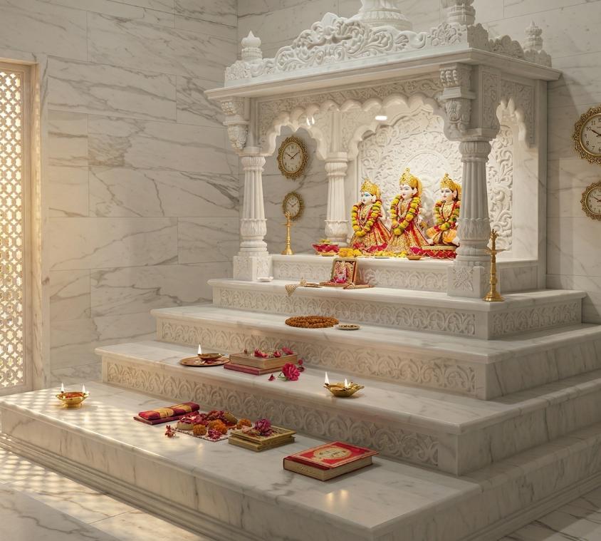Grand Multi-step Marble Mandir