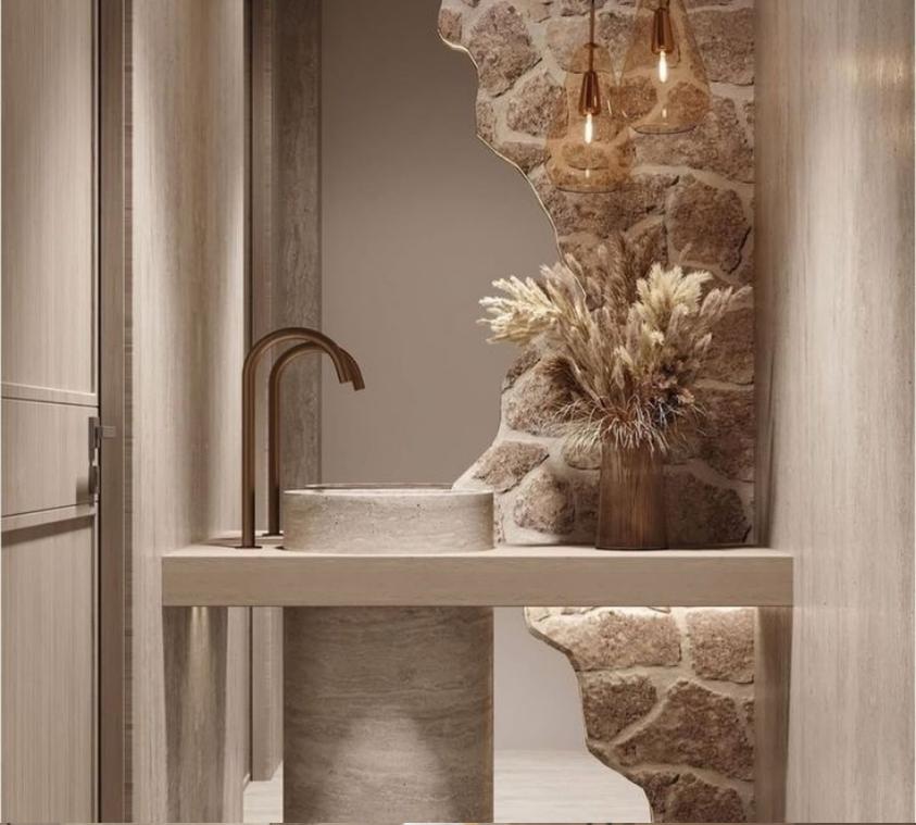 Sculpted Stone Pedestal Sink