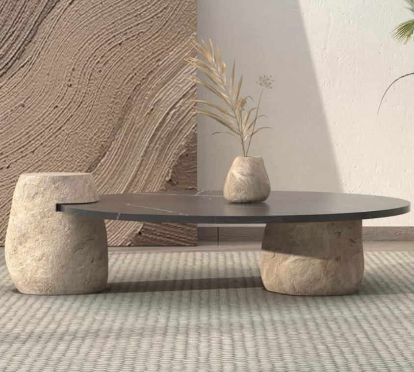 Modern Round Marble Dining Table With Metal Base