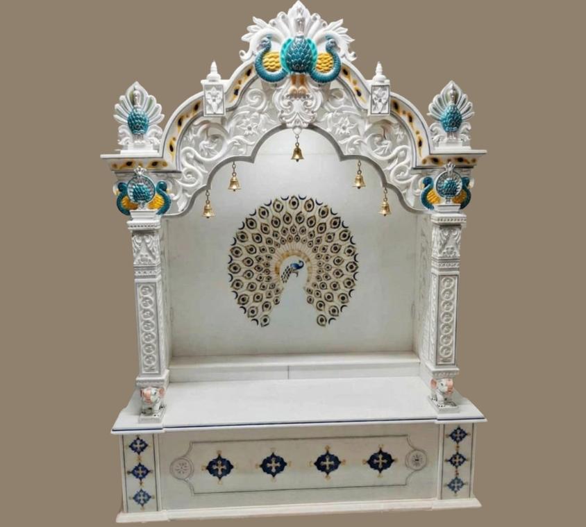 Painted Peacock Style Marble Temple