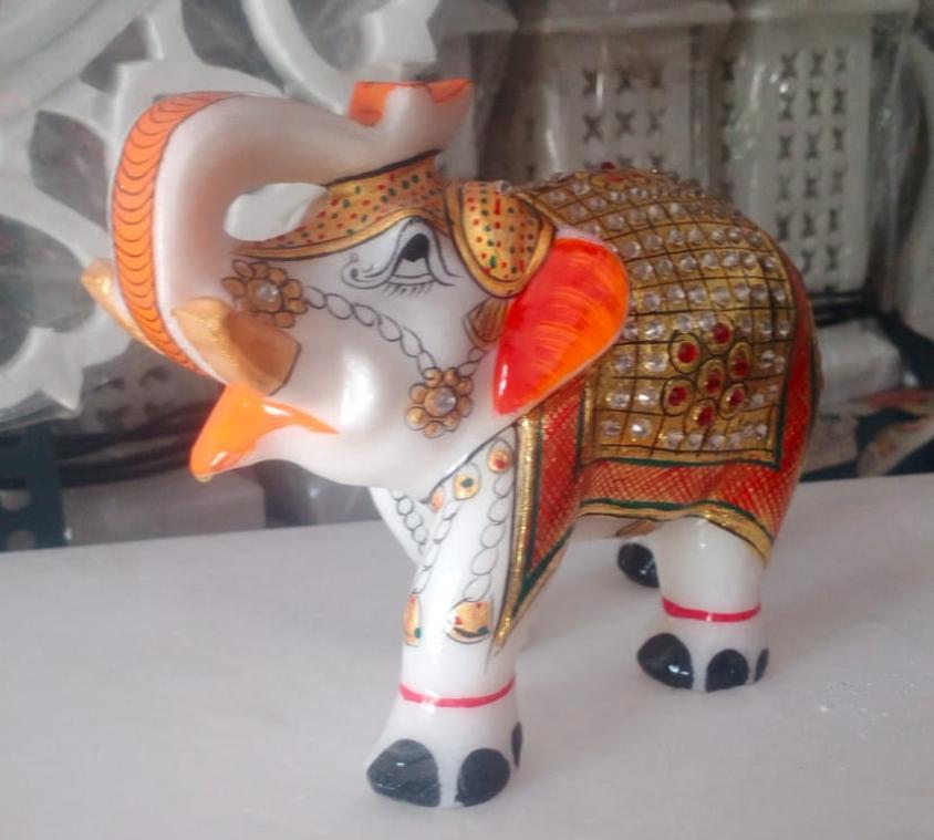 Royal Meenakari Marble Elephant