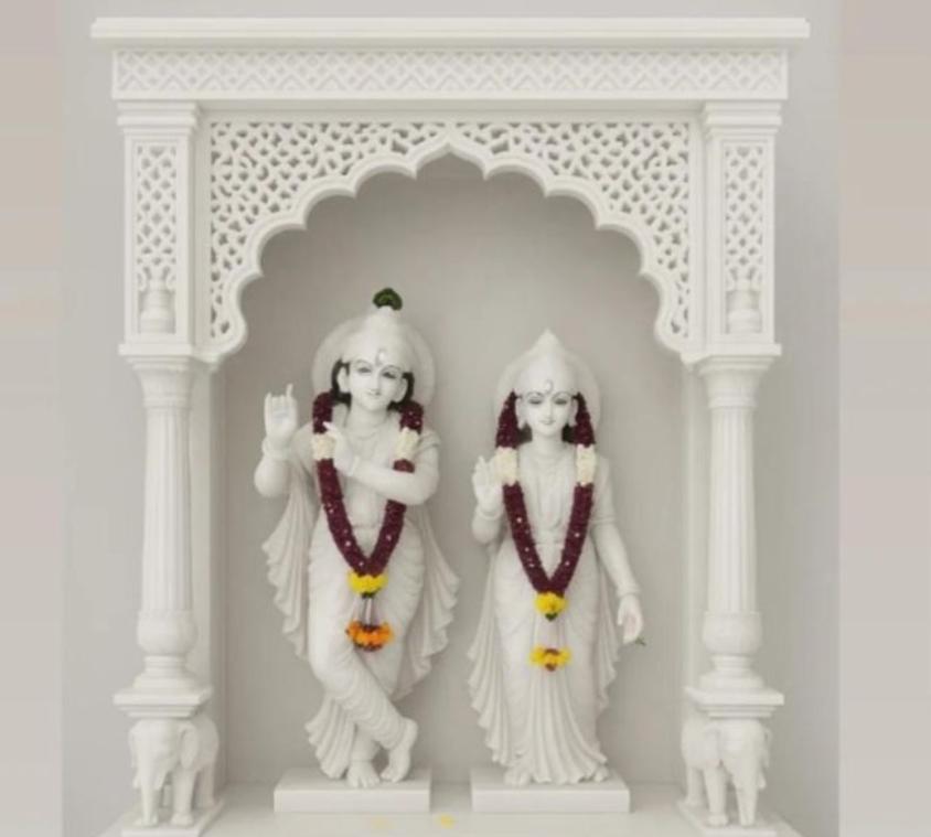 Minimalist Arched Jali Marble Temple