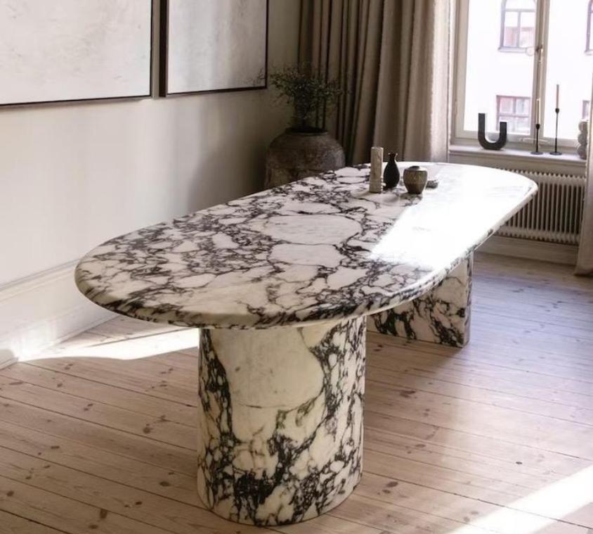 Artistic Panda White Marble Dining Set