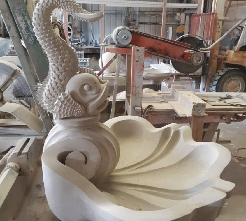 Multi-tiered White Marble Lotus Fountain