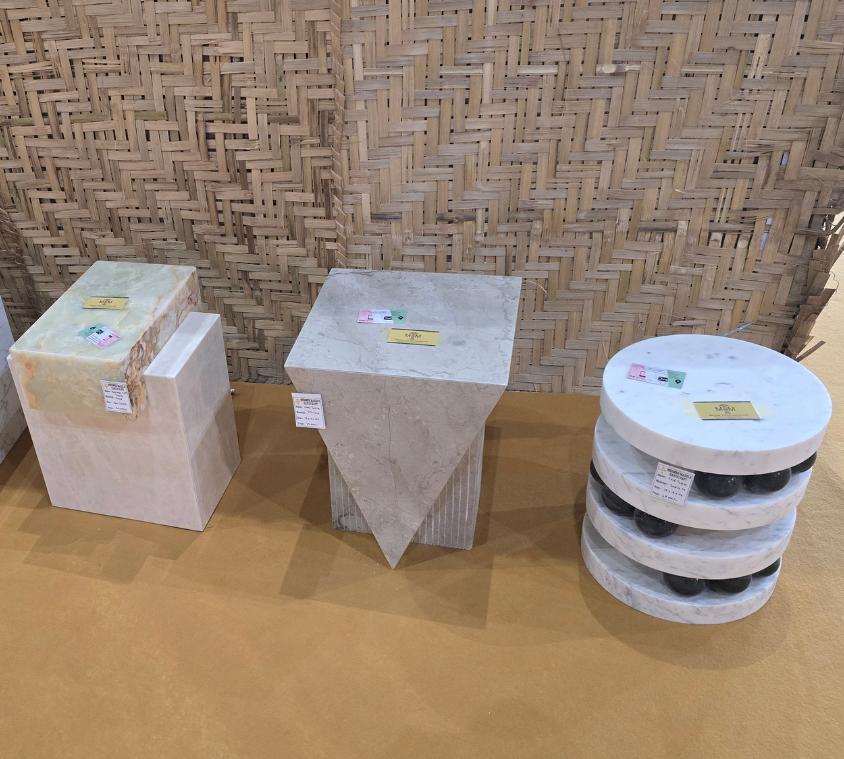 Geometric Marble Side Table Set