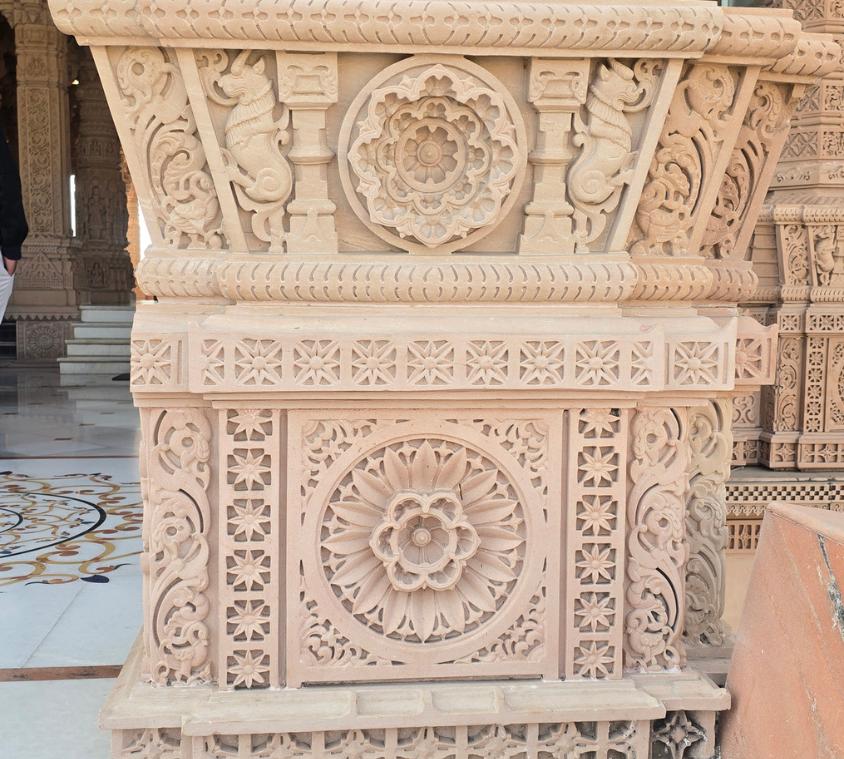 Intricate Geometric Temple Pillar