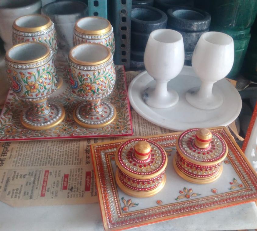 Floral Marble Goblets Set