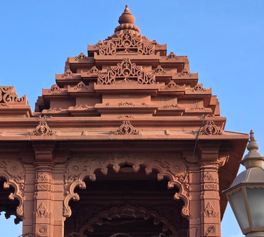 Ornate Red Sandstone Temple Shikhara