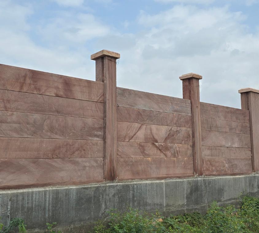 Sandstone Boundary Wall With Coping