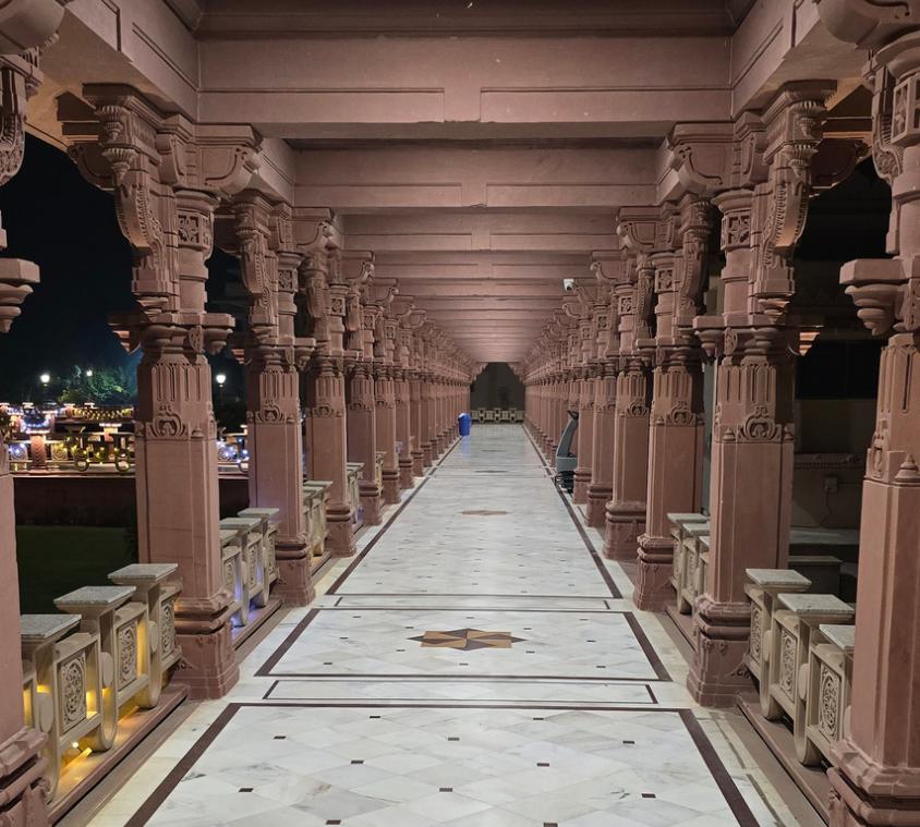 Traditional Carved Stone Corridor