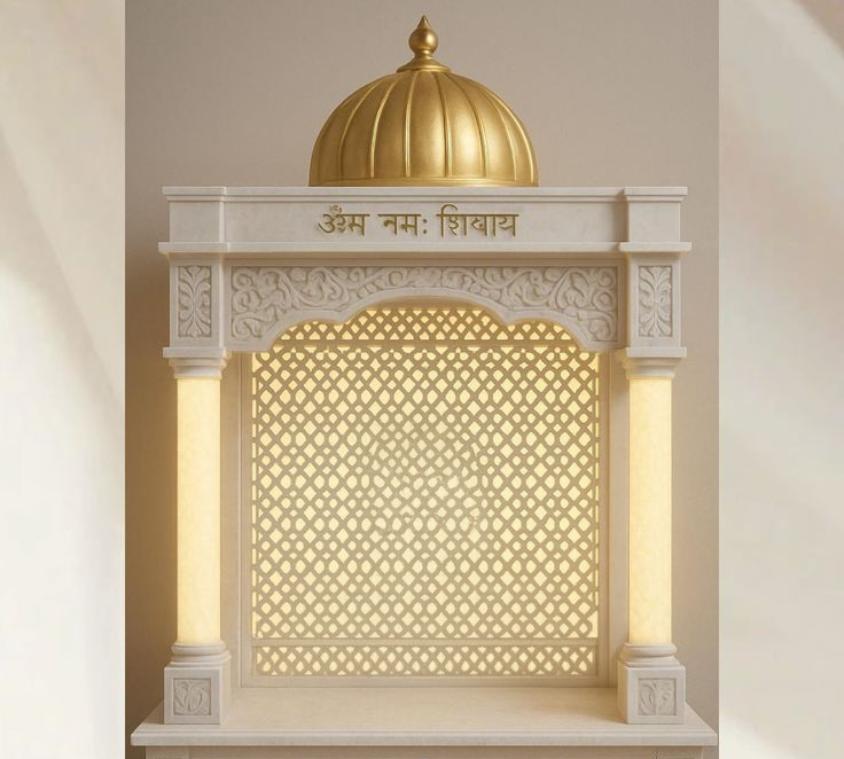 Jali Work Marble Temple With Dome