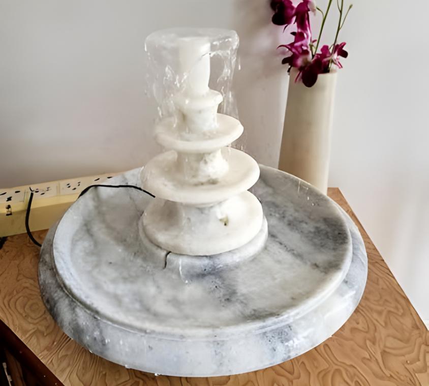 Mini Desktop White Marble Waterfall Fountain